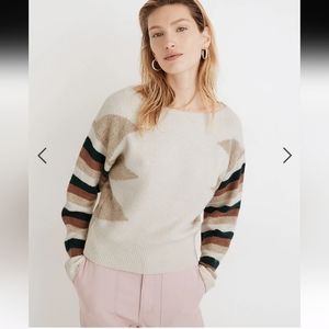 Madewell Stripe-Sleeve Geo Pullover Sweater Size XS super soft